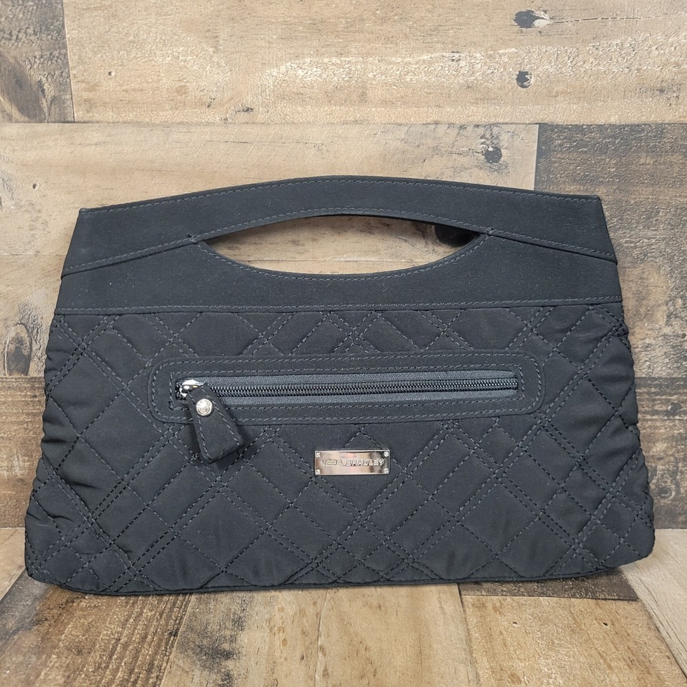 Vera Bradley Black Quilted Handbag Purse Top Handle Bag Zebra‎ Interior